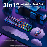 MoKo Cloud Wrist Rest, Ergonomic Cloud Keyboard Wrist Rest with Mouse Rest Wrist Pad, Upgraded PU Leather Cloud Arm Rest Wrist Pad for Keyboard and Mouse for Office, Gaming, Computer, Laptop, Purple