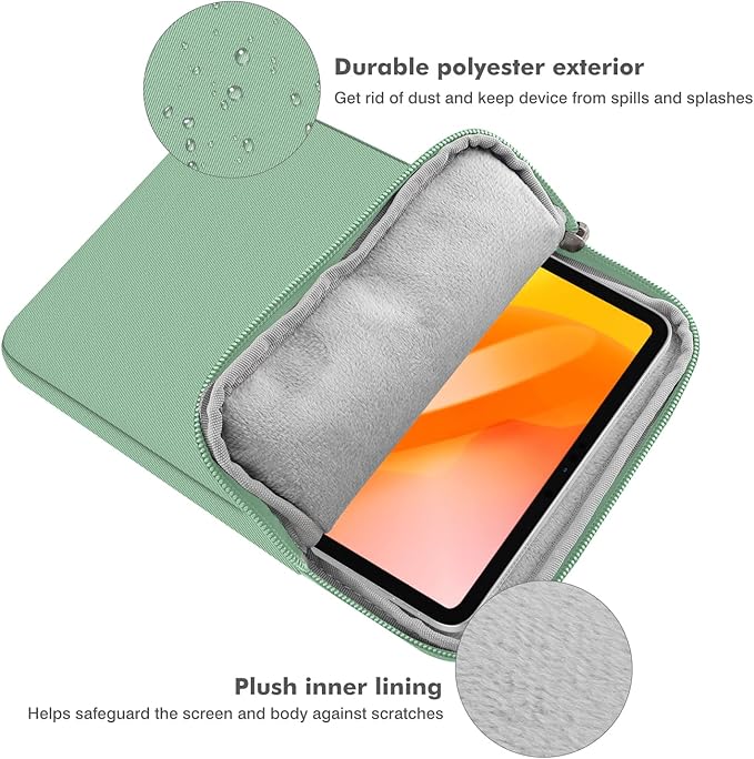 MoKo 12.9 Inch Tablet Sleeve Fits 13 Inch New iPad Pro M4 & Air M2 2024,iPad Pro 12.9 M2&M1,Galaxy Tab S8+/S9+ 12.4,Surface Laptop Go,Polyester Bag Fit with Apple Pencil or Smart Keyboard, Bodhi Green