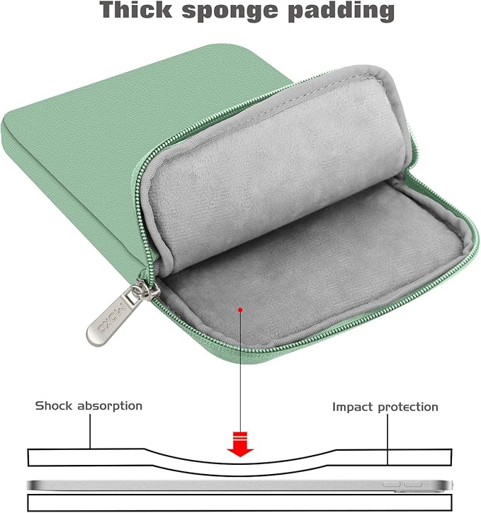 MoKo 12.9 Inch Tablet Sleeve Fits 13 Inch New iPad Pro M4 & Air M2 2024,iPad Pro 12.9 M2&M1,Galaxy Tab S8+/S9+ 12.4,Surface Laptop Go,Polyester Bag Fit with Apple Pencil or Smart Keyboard, Bodhi Green