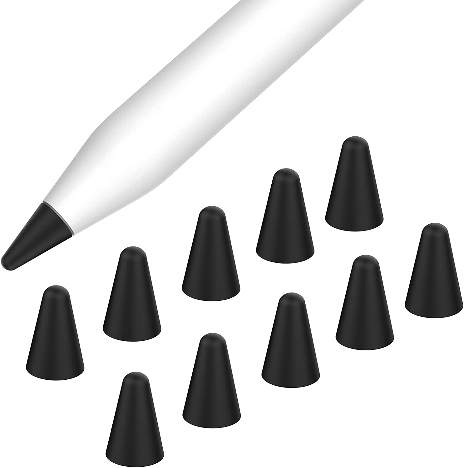 MoKo [10 Pack Pencil Tips Cover Fit iPad Pencil, Compatible with Apple Pencil 1st Gen/Pencil 2nd Generation, Pen Nibs Cover for Drawing Writing Anti-Slip Silicone Lightweight Protective Case, Pink