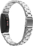 MoKo Stainless Steel Watch Band Compatible with Fitbit Inspire/Inspire HR/Inspire 2 Smart Watch, Metal Strap Replacement Bracelet Wristband with Watch Lugs - Rose Pink