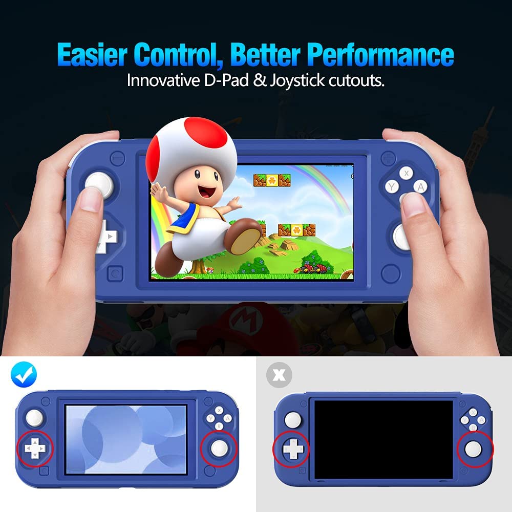 MoKo Protective Case for Switch Lite, Silicone Soft Grip Cover Case, Kids Friendly Ergonomic Grip Case Cover Shell Anti-Collision Non-Slip Shockproof Case Compatible with Switch Lite - Blue