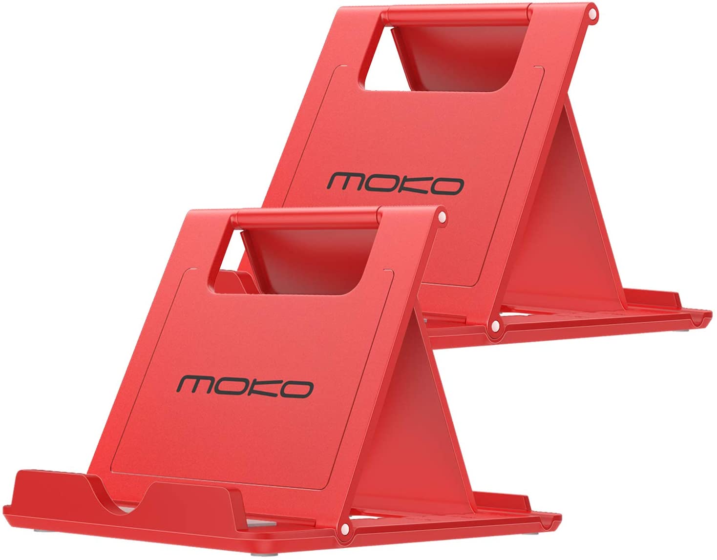 MoKo 2 Pack Phone/Tablet Stand, Foldable Desktop Holder for 4-11" Devices, Fit with iPhone 13 Pro Max/13, iPhone 12/12 pro Max/11, iPad Air 4/Mini 6 2021, iPad 9th 10.2, Galaxy S20, Black & Blue