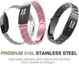 MoKo Stainless Steel Watch Band Compatible with Fitbit Inspire/Inspire HR/Inspire 2 Smart Watch, Metal Strap Replacement Bracelet Wristband with Watch Lugs - Rose Pink