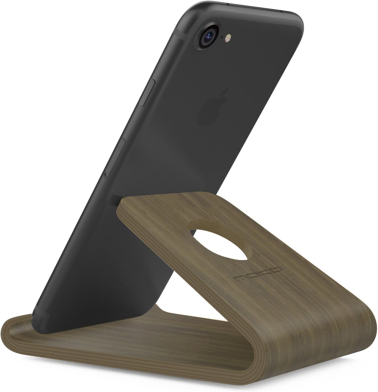 MoKo Wooden Cell Phone Stand, Smartphone Desktop Holder, Mobile Phone Holder Cradle, Fits with iPhone 13/13 Pro Max, iPhone 12 Pro Max/ 12 Pro Mini, iPad 9, iPad Mini 6, Galaxy S20 6.2", Walnut Color