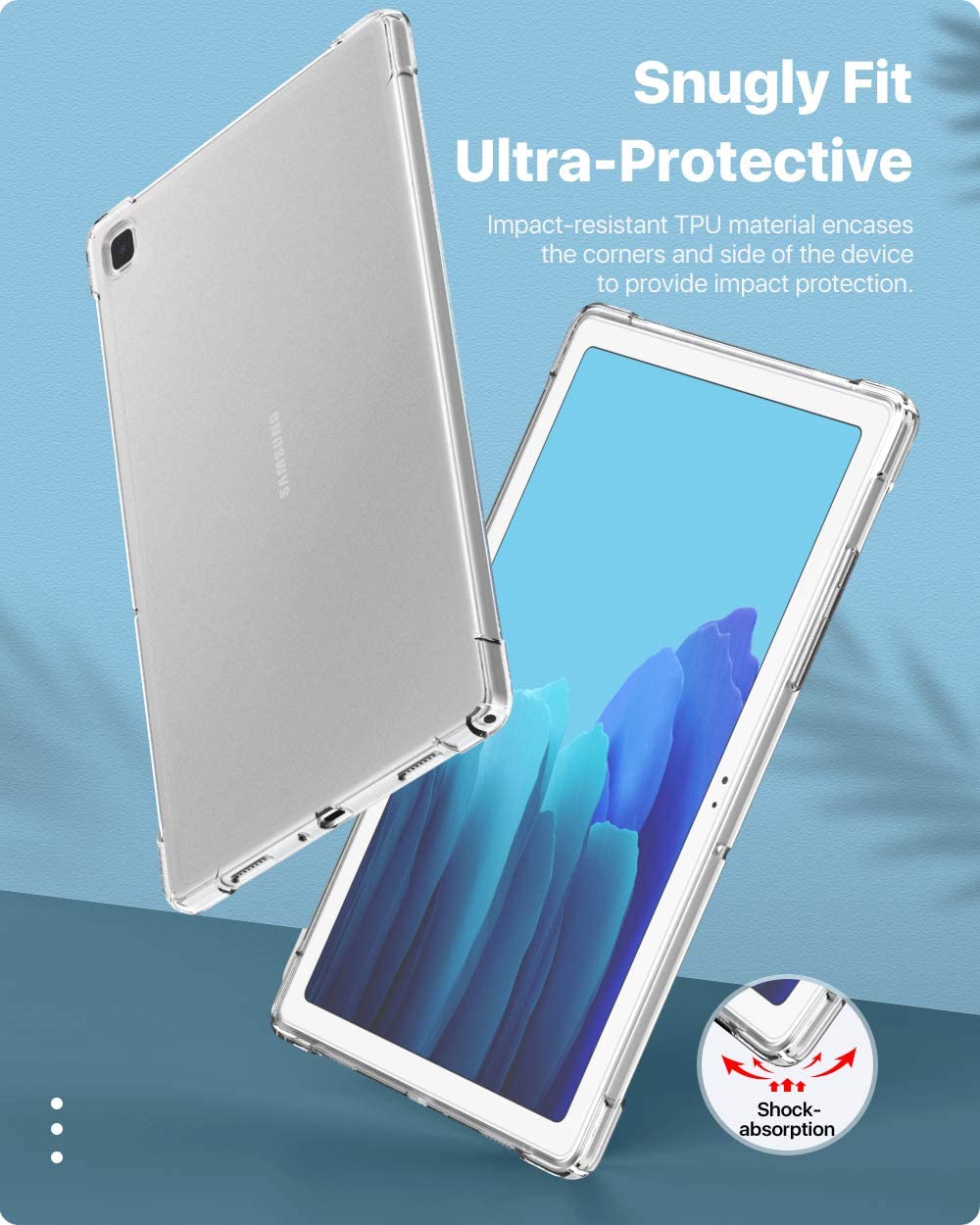 MoKo Case Compatible with Galaxy Tab A7 10.4" 2020, Ultra Clear Soft Flexible Transparent TPU Skin Bumper Back Cover Shell Fits Samsung Galaxy Tab A7 10.4 Inch 2020 Model (SM-T500/505/507), Clear