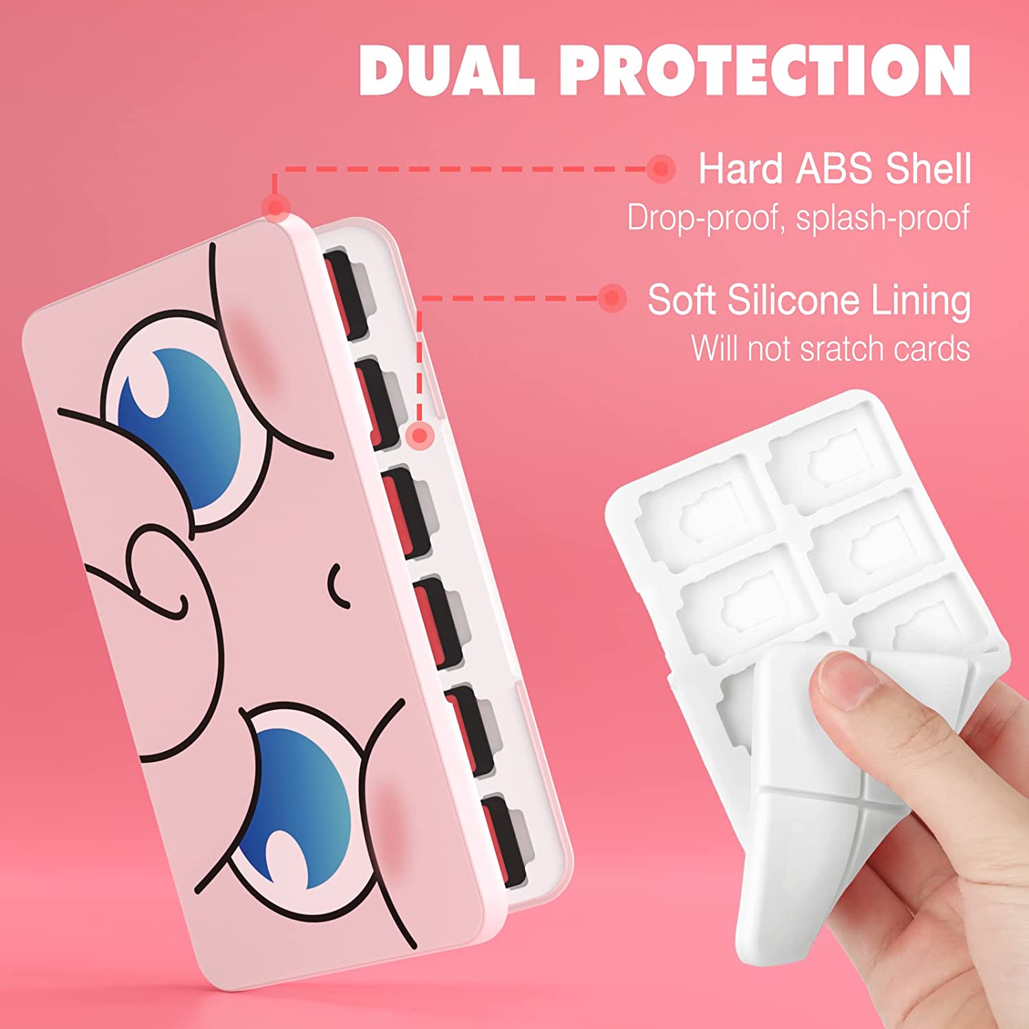 MoKo 24 Game Card Case Compatible with Nintendo Switch OLED 2021/Switch/Switch Lite, Switch Games Holder case for Switch Game Card & SD Card, Slim & Portable Game Card Storage Box, Pink Elf
