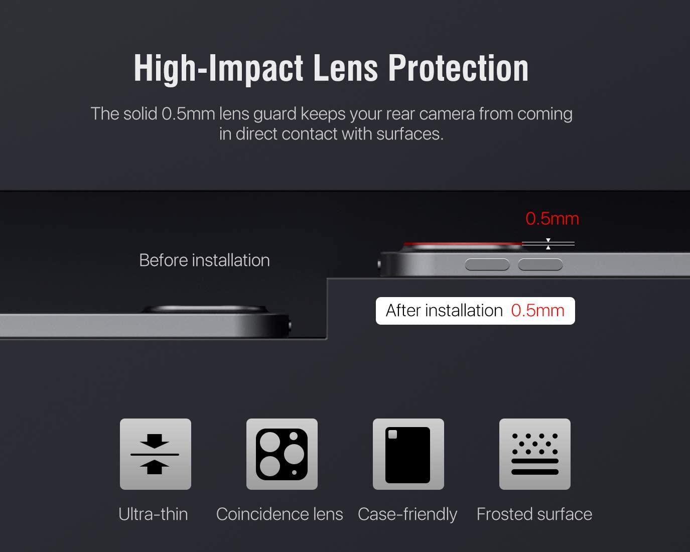 MoKo 2-Pack Camera Lens Protector Fit iPad Pro 12.9 2021/2020 / iPad Pro 11 2021/2020Metal Frame Aluminum Alloy Sticker, Scratch-Resistant Plate Panel Rear Camera Protective Shield - Black & Silver