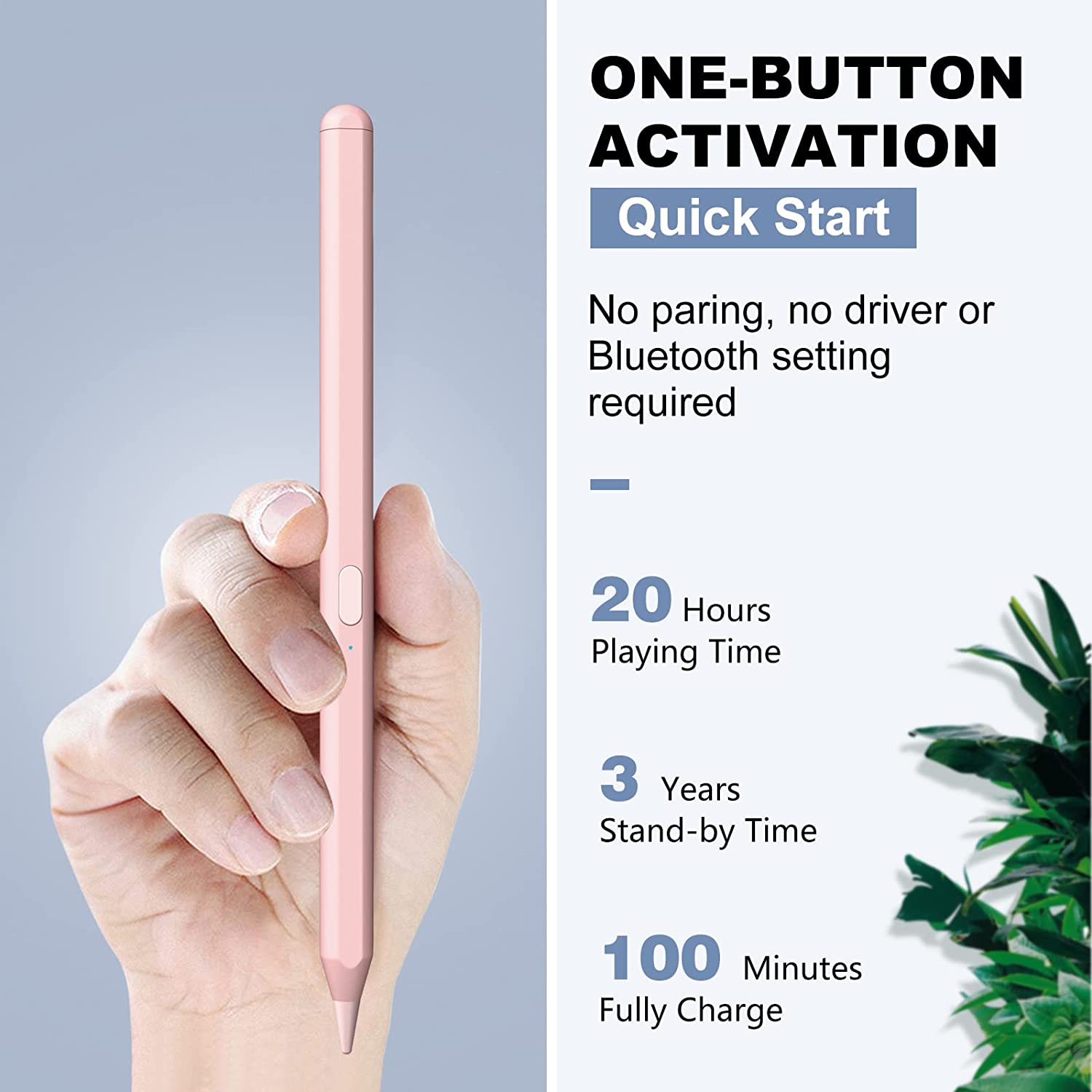 MoKo Stylus Pen for iPad with Palm Rejection, iPad Pencil for 2018-2022 Apple iPad 9th 8th 7th 6th Generation iPad Air 5th 4th 3rd Gen iPad Pro 11-12.9 Inch iPad Mini 6th 5th Gen,Tilt & Magnetic, Pink