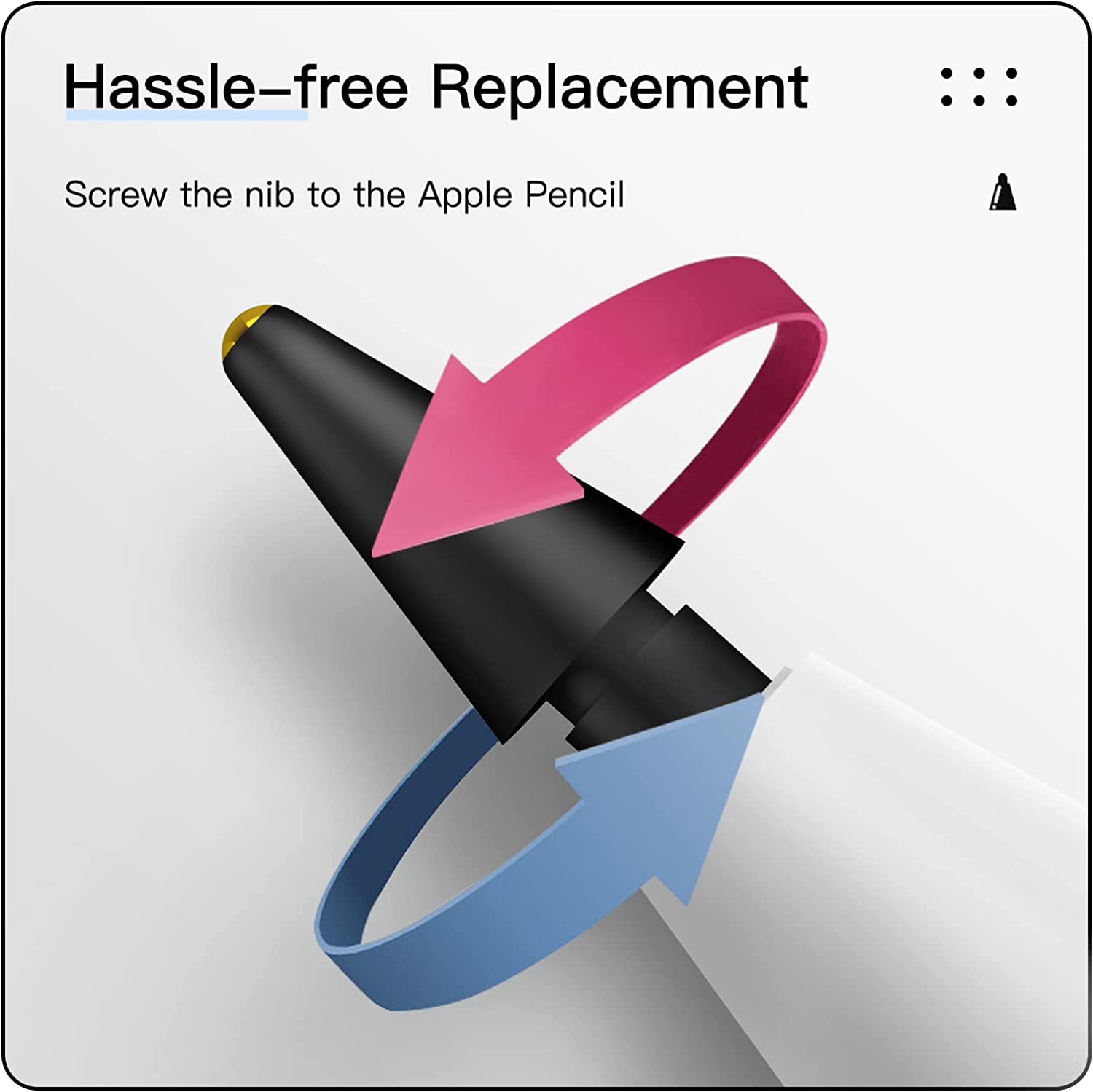 MoKo 4 Pack Replacement Pencil Tips for Apple Pencil 1st / 2nd Generation, Upgraded 0.75mm No Wear Out Fine Point Precise Control Pen Like Nibs for iPad Pro Pencil/iPencil, White+Black