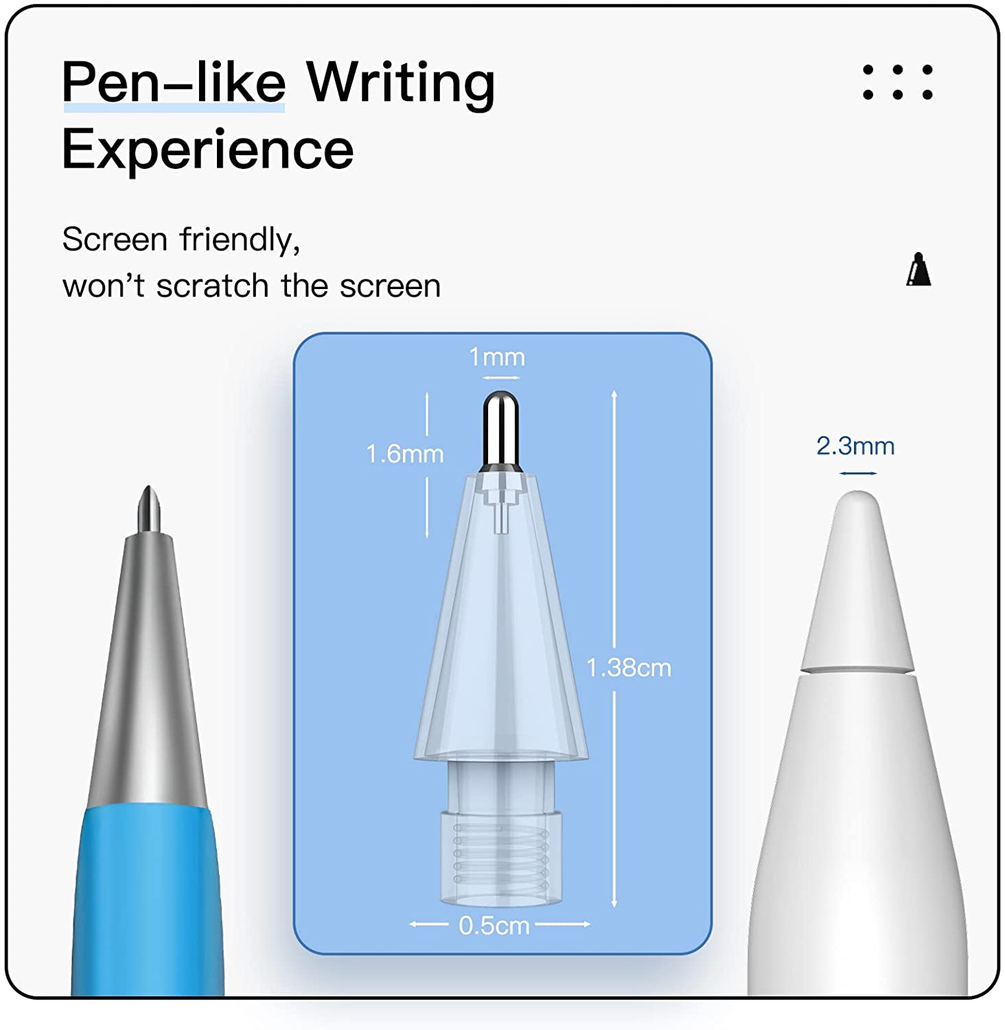 MoKo Pencil Tips for Apple Pencil 1st / 2nd Generation, 4 Pack 0.75mm No Wear Out Fine Point Precise Control Pen Like Nibs for iPad Pro Pencil/iPencil, White&Black