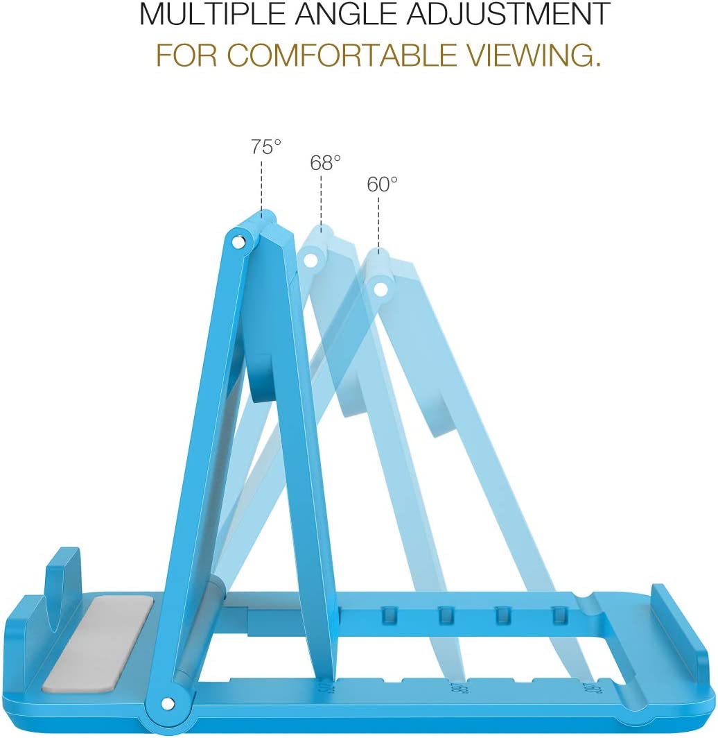 MoKo 2 Pack Phone/Tablet Stand, Foldable Desktop Holder for 4-11" Devices, Fit with iPhone 13 Pro Max/13, iPhone 12/12 pro Max/11, iPad Air 4/Mini 6 2021, iPad 9th 10.2, Galaxy S20, White + Blue