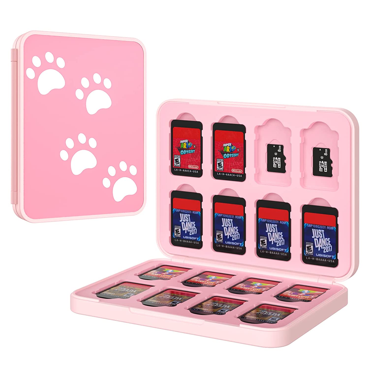 MoKo 16 Game Card Case Compatible with Nintendo Switch/Switch Lite/Switch OLED 2021, Switch Games Holder case for SD Card&Switch Game Card, Switch Game Card Holder Cartridge Storage Box, Cute Bunny
