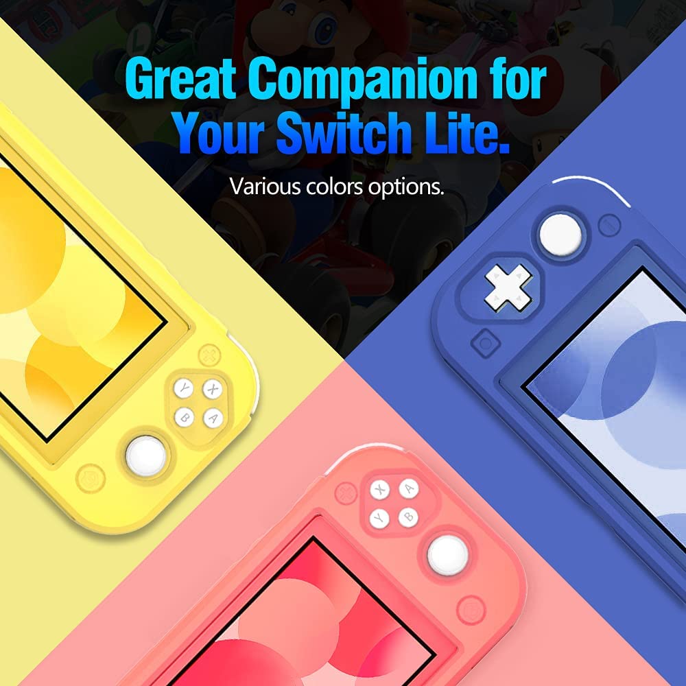 MoKo Protective Case for Switch Lite, Silicone Soft Grip Cover Case, Kids Friendly Ergonomic Grip Case Cover Shell Anti-Collision Non-Slip Shockproof Case Compatible with Switch Lite - Blue
