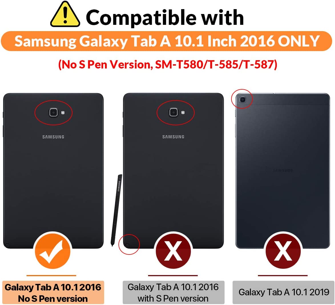 MoKo Case Fit Galaxy Tab A 10.1 2016, Lightweight Stand Scratch Proof Folio Cover Case Protector Holder w/Auto Wake Sleep for Galaxy Tab A 10.1 Inch Tablet (SM-T580/T585, No Pen Version), Black