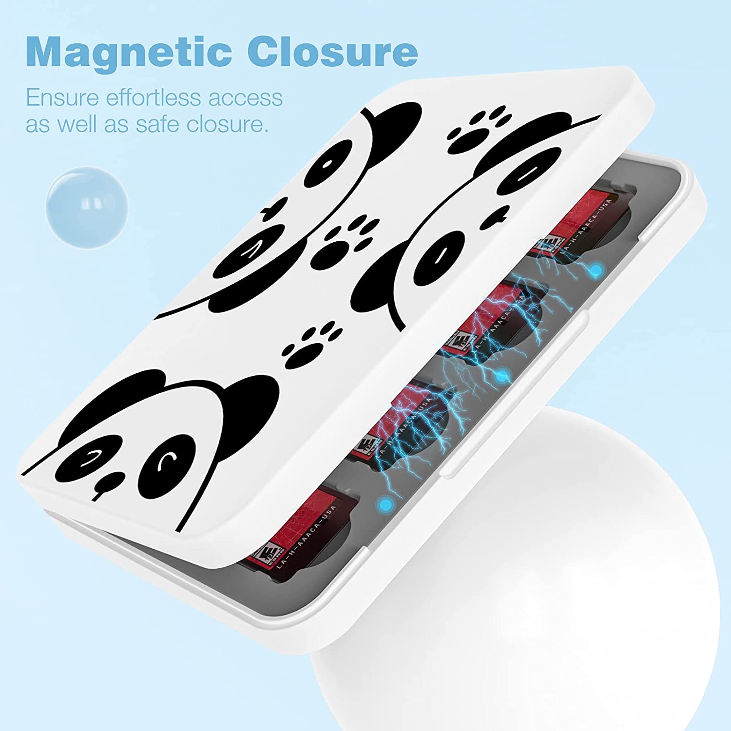 MoKo 16 Game Card Case Compatible with Nintendo Switch/Switch Lite/Switch OLED 2021, Switch Games Holder case for SD Card&Switch Game Card, Switch Game Card Holder Cartridge Storage Box, Cute Panda