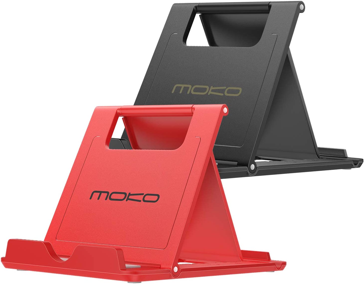 MoKo 2 Pack Phone/Tablet Stand, Foldable Desktop Holder for 4-11" Devices, Fit with iPhone 13 Pro Max/13, iPhone 12/12 pro Max/11, iPad Air 4/Mini 6 2021, iPad 9th 10.2, Galaxy S20, White + Blue