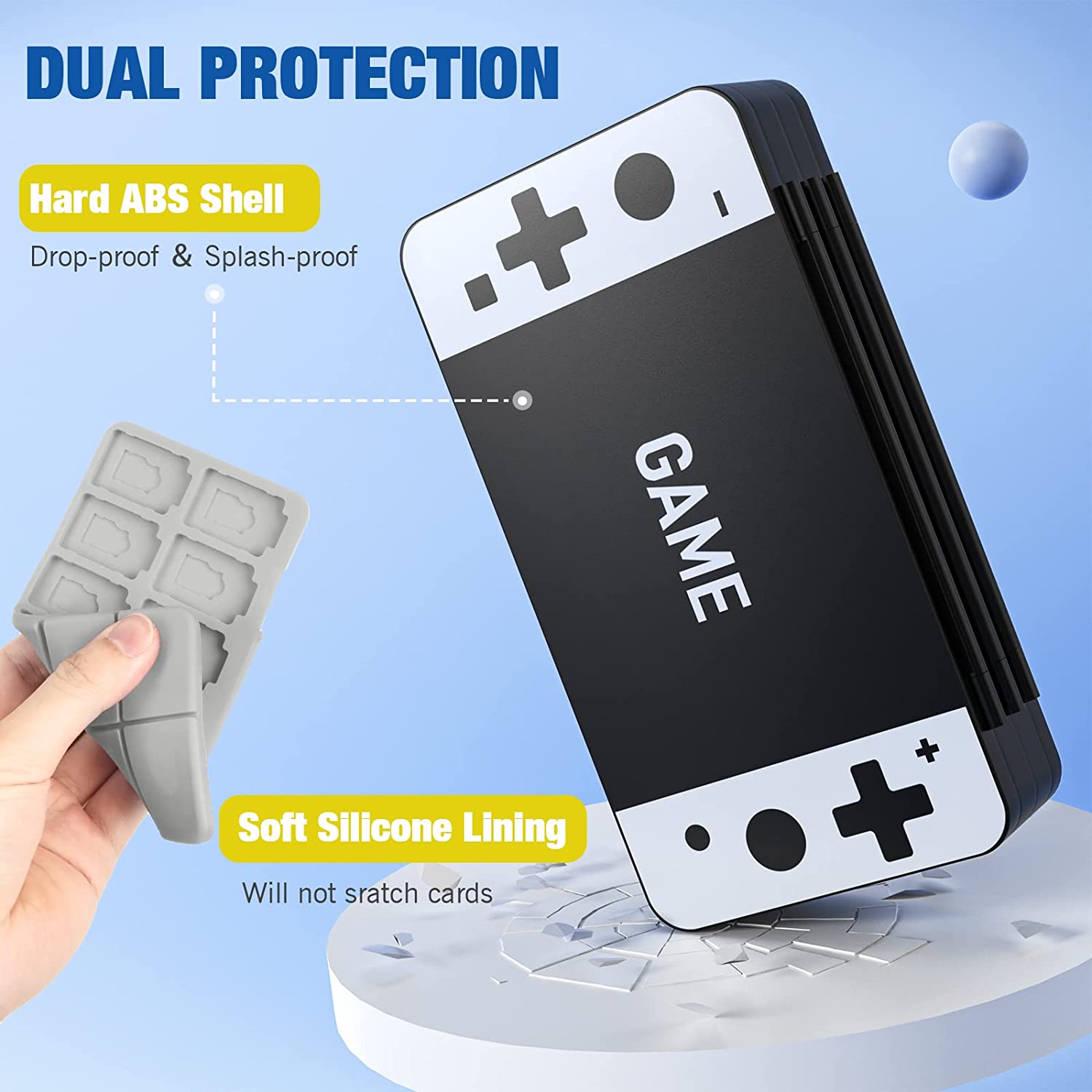 MoKo 72 Game Card Case Compatible with Nintendo Switch OLED 2021/Switch/Switch Lite, Switch Games Holder Case for 72 Switch Game Card & 24 SD Card, Slim & Portable Game Card Storage Box, Black&White