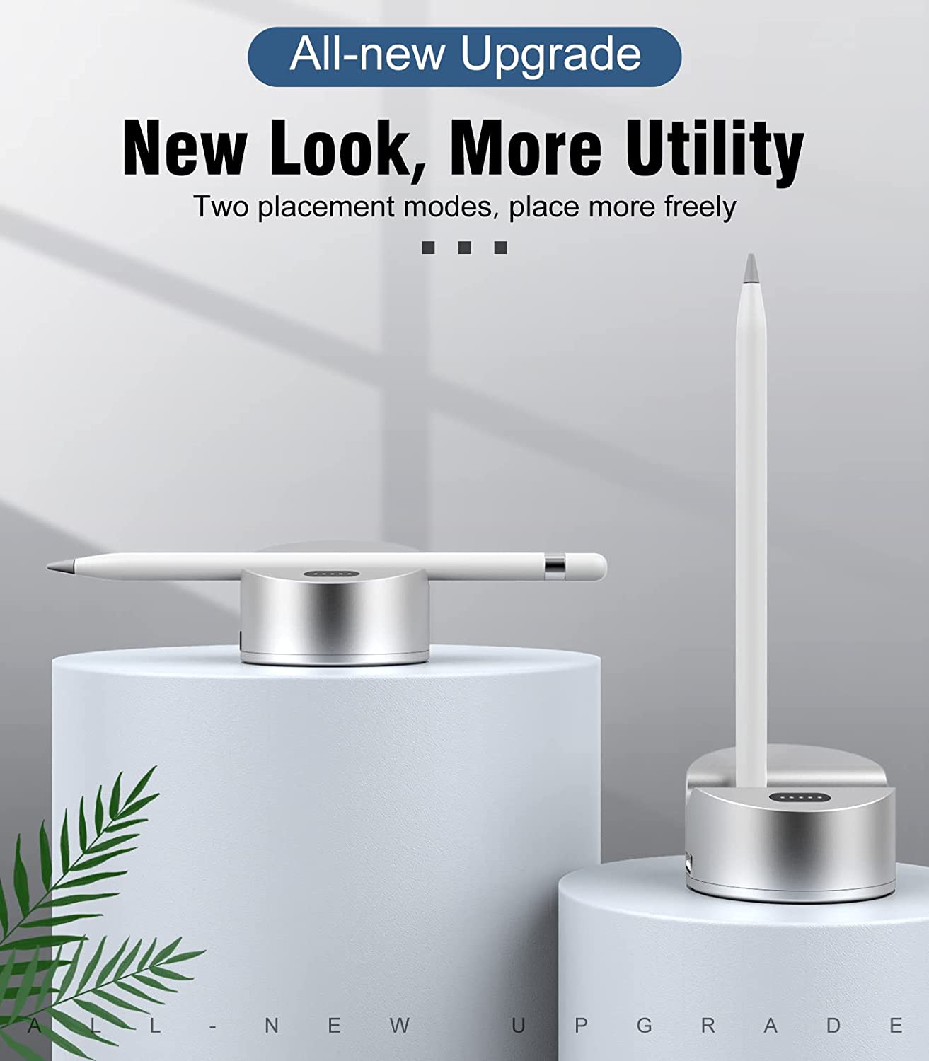 MoKo Charging Stand Adapter Compatible Apple Pencil 1st Generation, iPad Pencil Charger Apple Pen Holder Charging Dock Station with Display Screen USB Port Fit iPad 9th/8th/Pro/Air/Mini, Silver