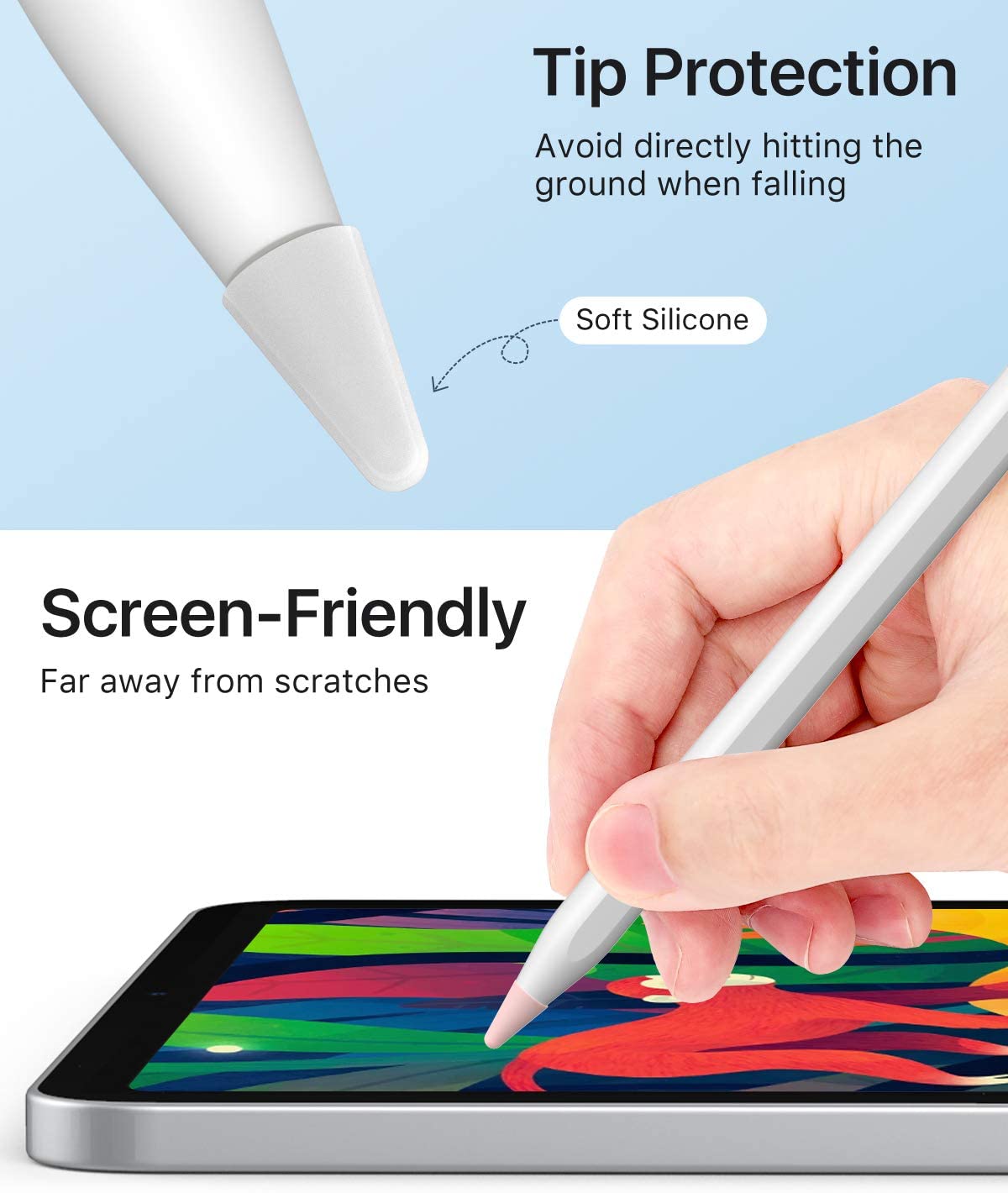 MoKo 10 Pack Pencil Tips Cover Fit iPad Pencil, Compatible with Apple Pencil 1st Gen/Pencil 2nd Generation,Pen Nibs Cover for Drawing Writing Anti-Slip Silicone Lightweight Protective Case,Multi Color