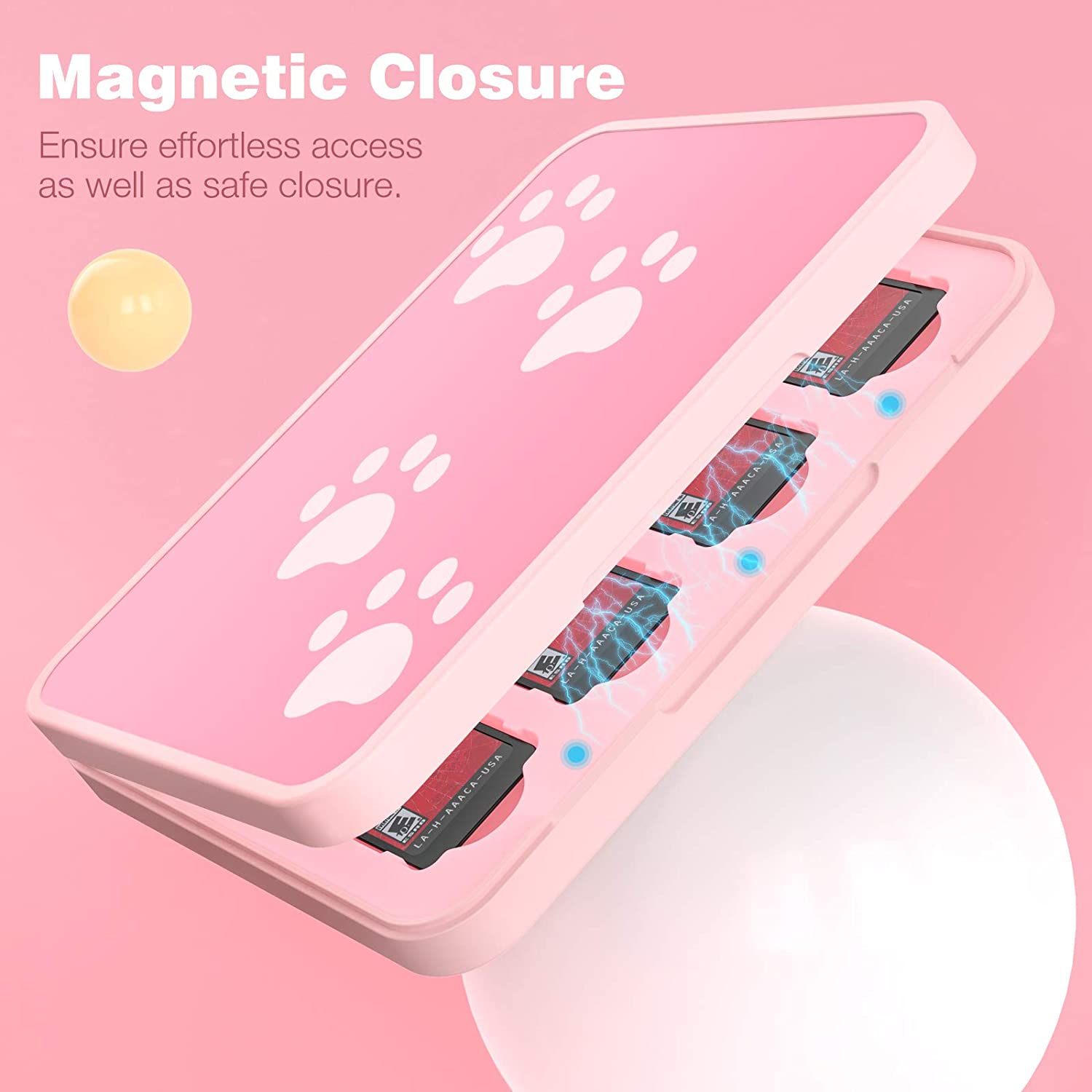 MoKo 16 Game Card Case Compatible with Nintendo Switch/Switch Lite/Switch OLED 2021, Switch Games Holder case for SD Card&Switch Game Card, Switch Game Card Holder Cartridge Storage Box, Pink Cat