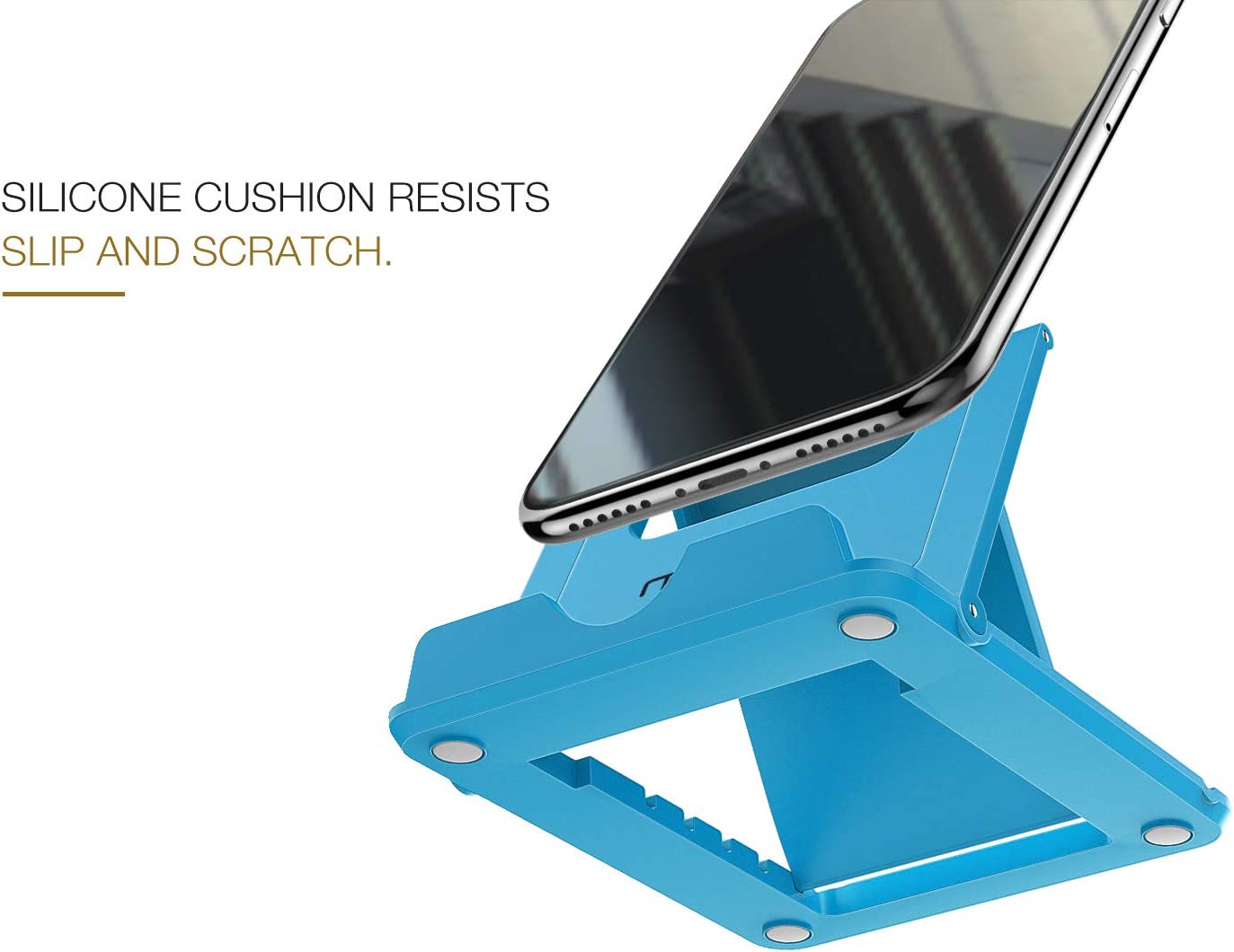 MoKo 2 Pack Phone/Tablet Stand, Foldable Desktop Holder for 4-11" Devices, Fit with iPhone 13 Pro Max/13, iPhone 12/12 pro Max/11, iPad Air 4/Mini 6 2021, iPad 9th 10.2, Galaxy S20, White + Blue