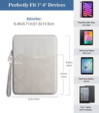 MoKo 7-8 Inch Tablet Sleeve Case, Double Pocket Stitching Case Fits iPad Mini (6th Gen) 8.3" 2021, iPad Mini 5/4/3/2/1, Samsung Galaxy Tab S2 8.0, Tab A 8.0, NeuTab 7", ZenPad Z8s 7.9, Light Gray