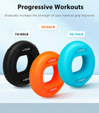 MoKo Hand Grip Exerciser Strengthener Ring, 3 Pack Finger Physical Hand Gripper Wrist Forearm Workout Trainer Silicone Gripper for Hand Exercising (20/30LB,30/40LB,40/50LB)/(40/50LB,50/60LB,70/80LB)