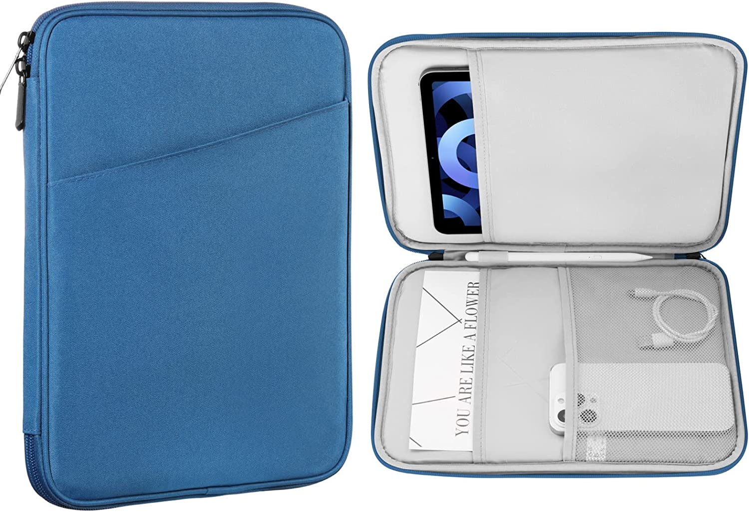 MoKo 8-9 Inch Tablet Sleeve, Fits iPad Mini 6 5/4/3/2/1, Galaxy Tab A7 Lite 8.7/Tab A 8.0/Tab A 8.4, Tab 8.0,Protective Sleeve Carrying Case with Slanted Pocket, Dark Gray
