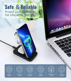 MoKo 3 in 1 Foldable Wireless Charger Stand, 15W Fast Charging Station Qi Phone Charger Dock Compatible with iPhone 13/12/Pro/SE/11/X/XS/XR/Samsung Galaxy/Apple Watch SE/7/6/5/4/3/2, AirPods 3/2/Pro