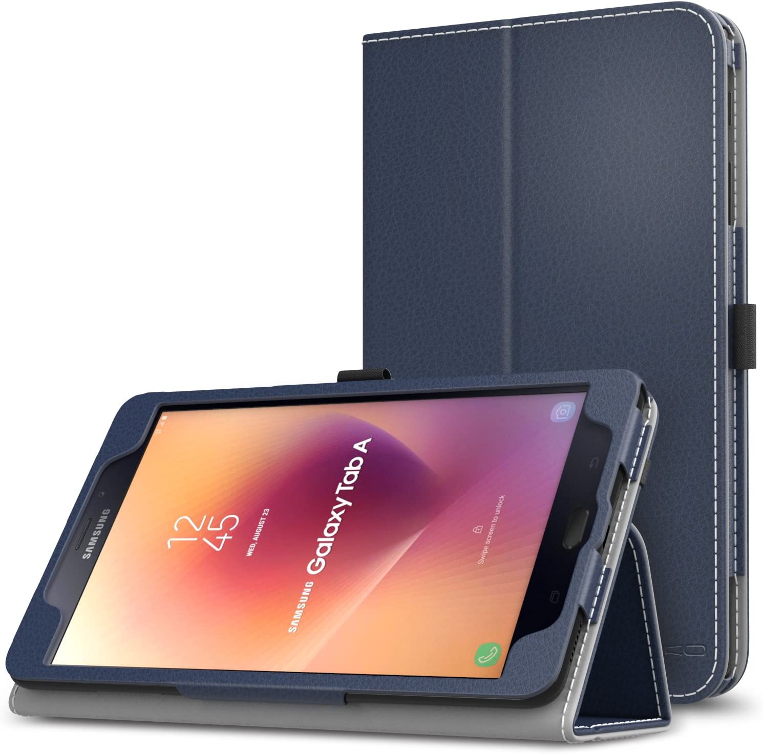 MoKo Samsung Galaxy Tab A 8.0 2017 Case - Slim Folding Stand Cover Case with Handle Strap for Galaxy Tab A 8.0 (SM-T380 / T385) 2017 Release (NOT FIT 2015 Tab A 8.0 SM-T350/P350), Black