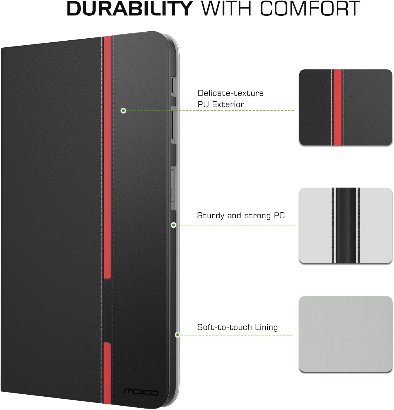 MoKo Case Fit Galaxy Tab A 10.1 2016, Lightweight Stand Scratch Proof Folio Cover Case Protector Holder w/Auto Wake Sleep for Galaxy Tab A 10.1 Inch Tablet (SM-T580/T585, No Pen Version), Black