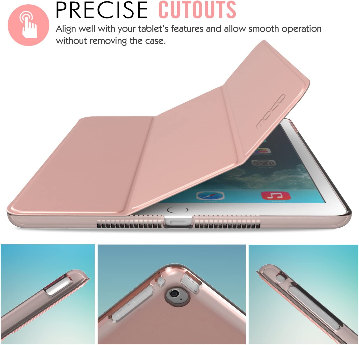 MoKo Case Fit iPad Air 2 - Slim Lightweight Smart Shell Stand Cover with Translucent Frosted Back Protector Fit iPad Air 2 9.7" Tablet, Rose Gold (with Auto Wake/Sleep, Not fit iPad Air)