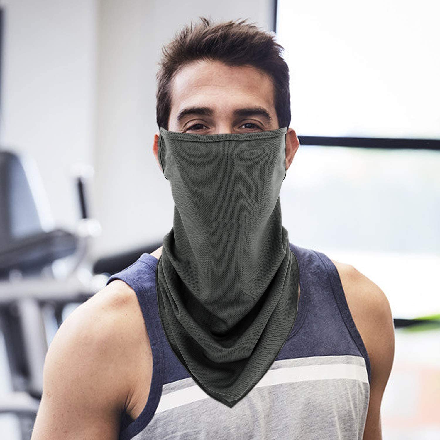 MoKo Scarf Mask Bandana with Ear Loops 3 Pack, Neck Gaiter Balaclava Dust UV Sun Protection Outdoors Face Mask for Women Men