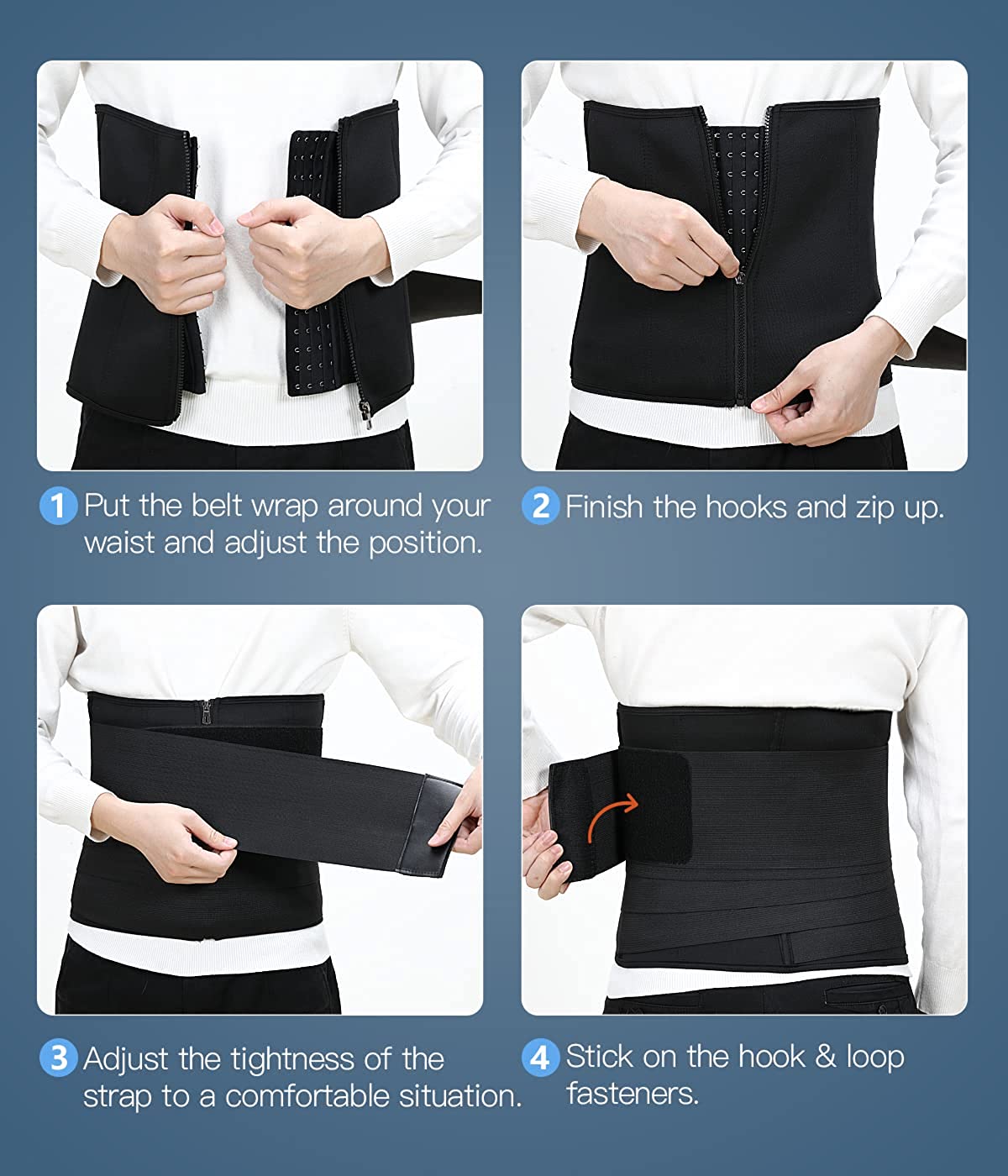 MoKo Sweat Waist Trainer for Women One Belts, Waist Trimmer Workout Corset Waist Trainer Cincher Trimmer Shaper Zipper