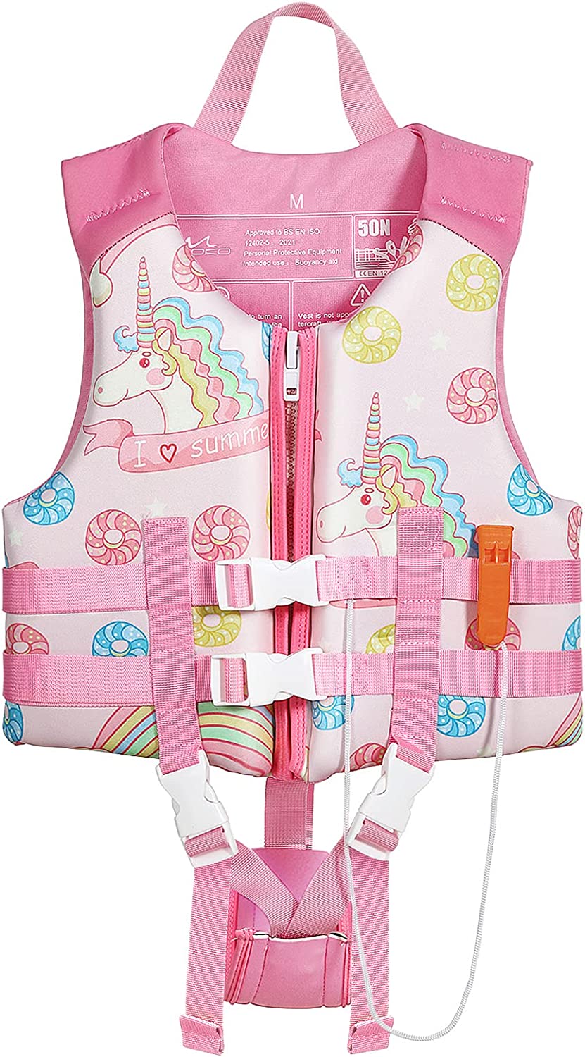 MoKo Swimming Vest for Kids, Children Swim Vests Water Activity Equipment Cute Pattern Watersports Swimming Device for Toddlers Boys Girls 50-90 lbs(L Size) 37-50 lbs (M Size)
