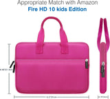 MoKo 9-11 Inch Kids Tablet Sleeve, Portable Neoprene Zipper Carrying Sleeve Case Bag Fits iPad Air 4 10.9, iPad Air 3 10.5, iPad Pro 11/10.5 Inch Tablet Handle Bag with Accessory Pocket - Magenta