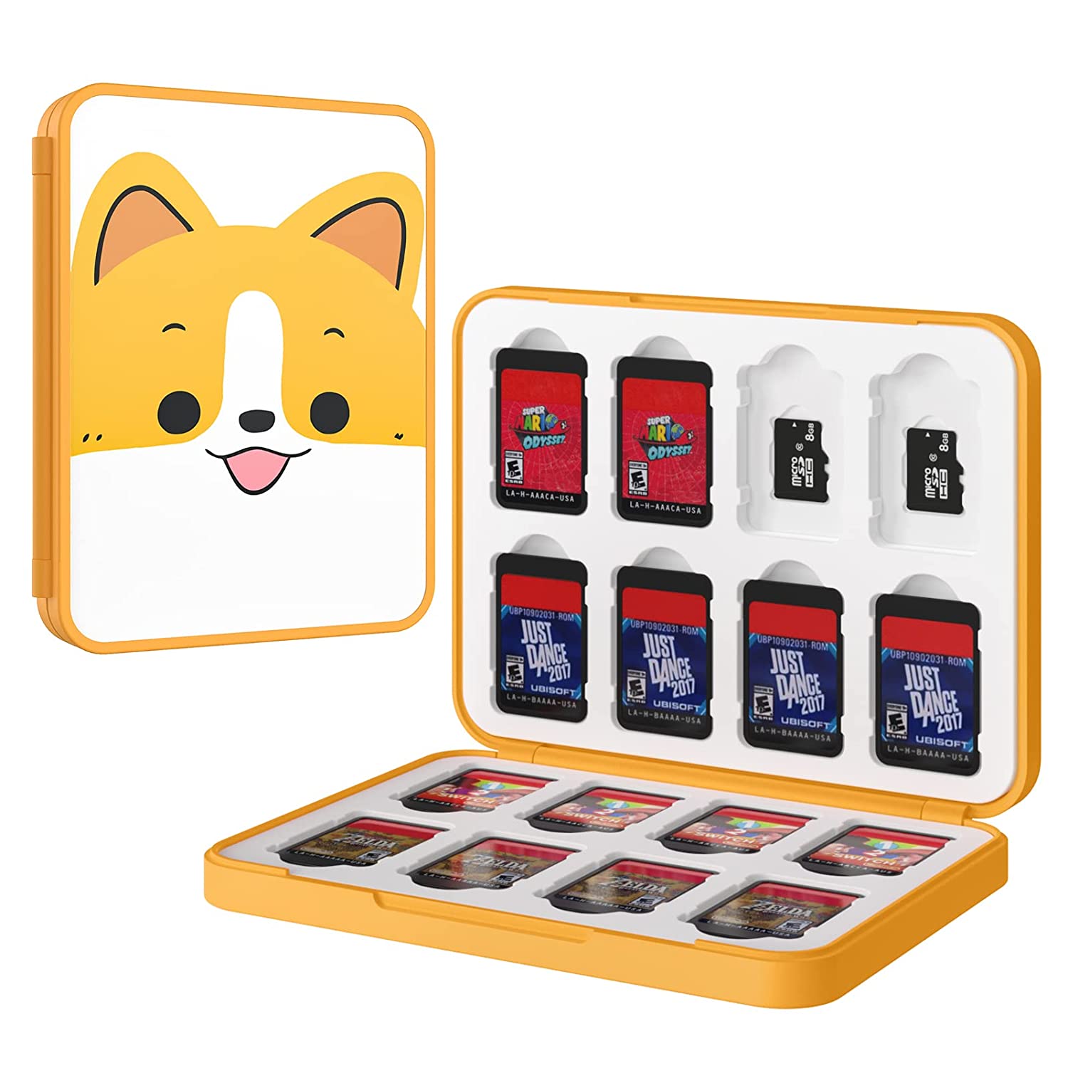 MoKo 16 Game Card Case Compatible with Nintendo Switch/Switch Lite/Switch OLED 2021, Switch Games Holder case for SD Card&Switch Game Card, Switch Game Card Holder Cartridge Storage Box, Cute Bunny