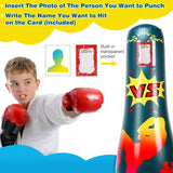 MoKo Inflatable Punching Bag, Punching Bag for Kids Adults Free Standing Boxing Bag Kids Punching Bag Fitness Punching Bag Column Tumbler Sandbag for Karate Taekwondo Decompression Kick Training, Blue
