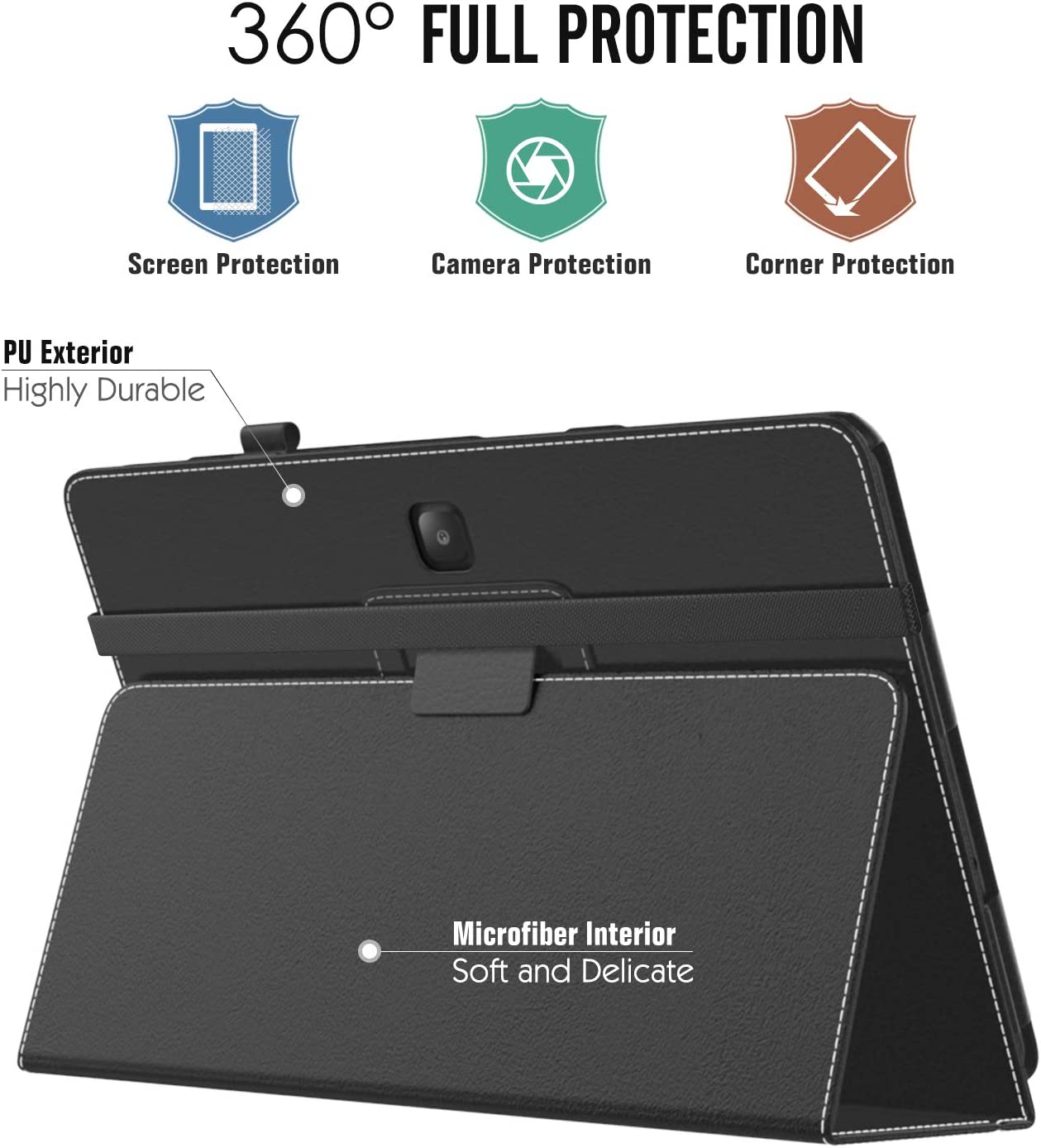 MoKo Case Fit Samsung Galaxy Tab Advanced2 T583 10.1" Tablet, Ultra Compact Protection Premium Folding Stand Slim Smart Cover Case for Galaxy Tab Advanced2 T583 10.1 Inch 2019 Tablet - Black