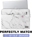 MoKo 13-13.3 Inch Laptop Sleeve Fits Tab S8+ 12.4", Surface pro 8 MacBook Pro M1 Pro/M1 Max 14.2 2021/Pro 13”, iPad Pro 12.9 2021/2020, Notebook Computer Case Cover Bag with Pocket, Marble