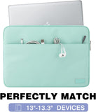 MoKo 13-13.3 Inch Laptop Sleeve Fits Surface pro 8 MacBook Pro M1 Pro/M1 Max 14.2 2021, MacBook Pro 13β, iPad Pro 12.9 2021/2020, Notebook Computer Case Cover Bag with Pocket, Mint Green