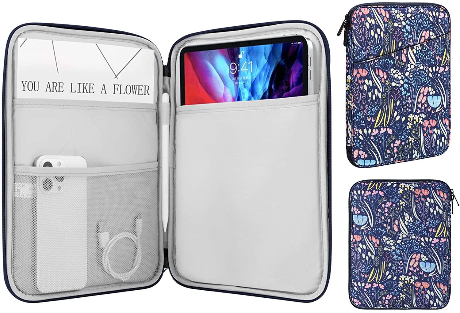 MoKo 8-9 Inch Tablet Sleeve, Fits iPad Mini 6 5/4/3/2/1, Galaxy Tab A7 Lite 8.7/Tab A 8.0/Tab A 8.4, Tab 8.0,Protective Sleeve Carrying Case with Slanted Pocket, Pink