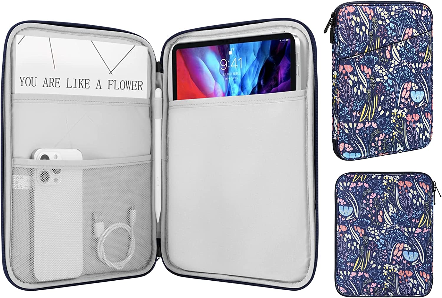 MoKo 8-9 Inch Tablet Sleeve, Fits iPad Mini 6 5/4/3/2/1, Galaxy Tab A7 Lite 8.7/Tab A 8.0/Tab A 8.4, Tab 8.0,Protective Sleeve Carrying Case with Slanted Pocket, Dark Gray