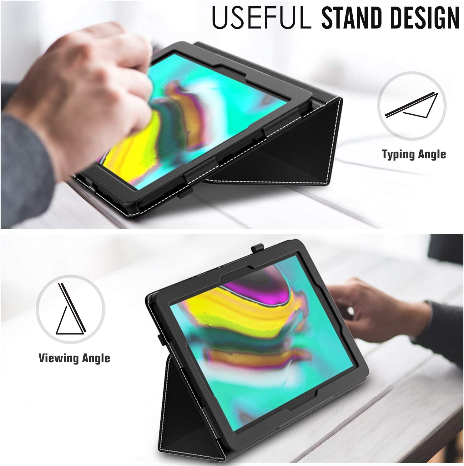 MoKo Case Fit Samsung Galaxy Tab Advanced2 T583 10.1" Tablet, Ultra Compact Protection Premium Folding Stand Slim Smart Cover Case for Galaxy Tab Advanced2 T583 10.1 Inch 2019 Tablet - Black