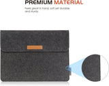 MoKo 13.5 Inch Laptop Sleeve Case Bag Fits Tab S8 Ultra 14.6", Surface 3 13.5"/2/1/Surface Book 2 13.5, Felt Protective Ultrabook Carrying Case Cover, with Felt Bag & Two Back Pockets - Dark Gray