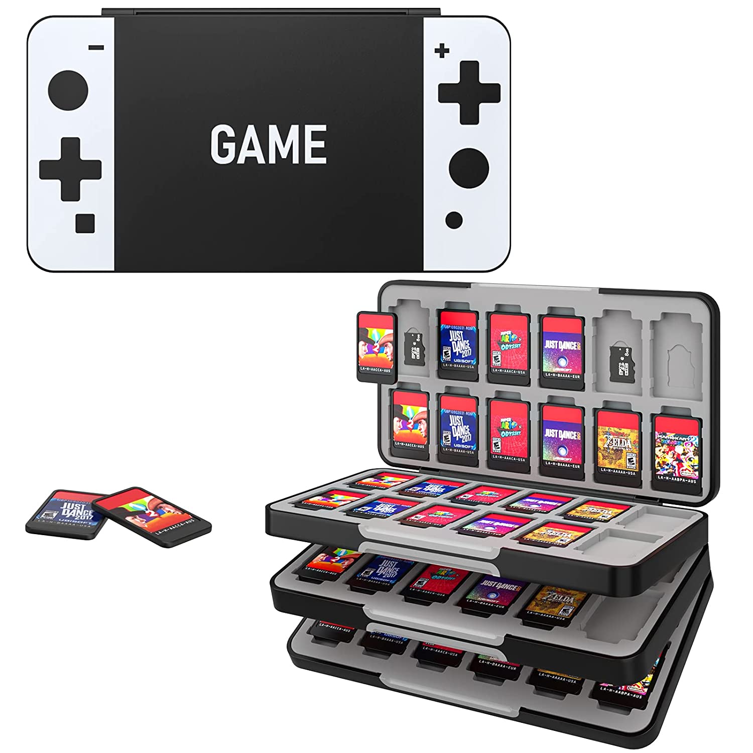 MoKo 16 Game Card Case Compatible with Nintendo Switch/Switch Lite/Switch OLED 2021, Switch Games Holder case for SD Card&Switch Game Card, Switch Game Card Holder Cartridge Storage Box, Pink Cat