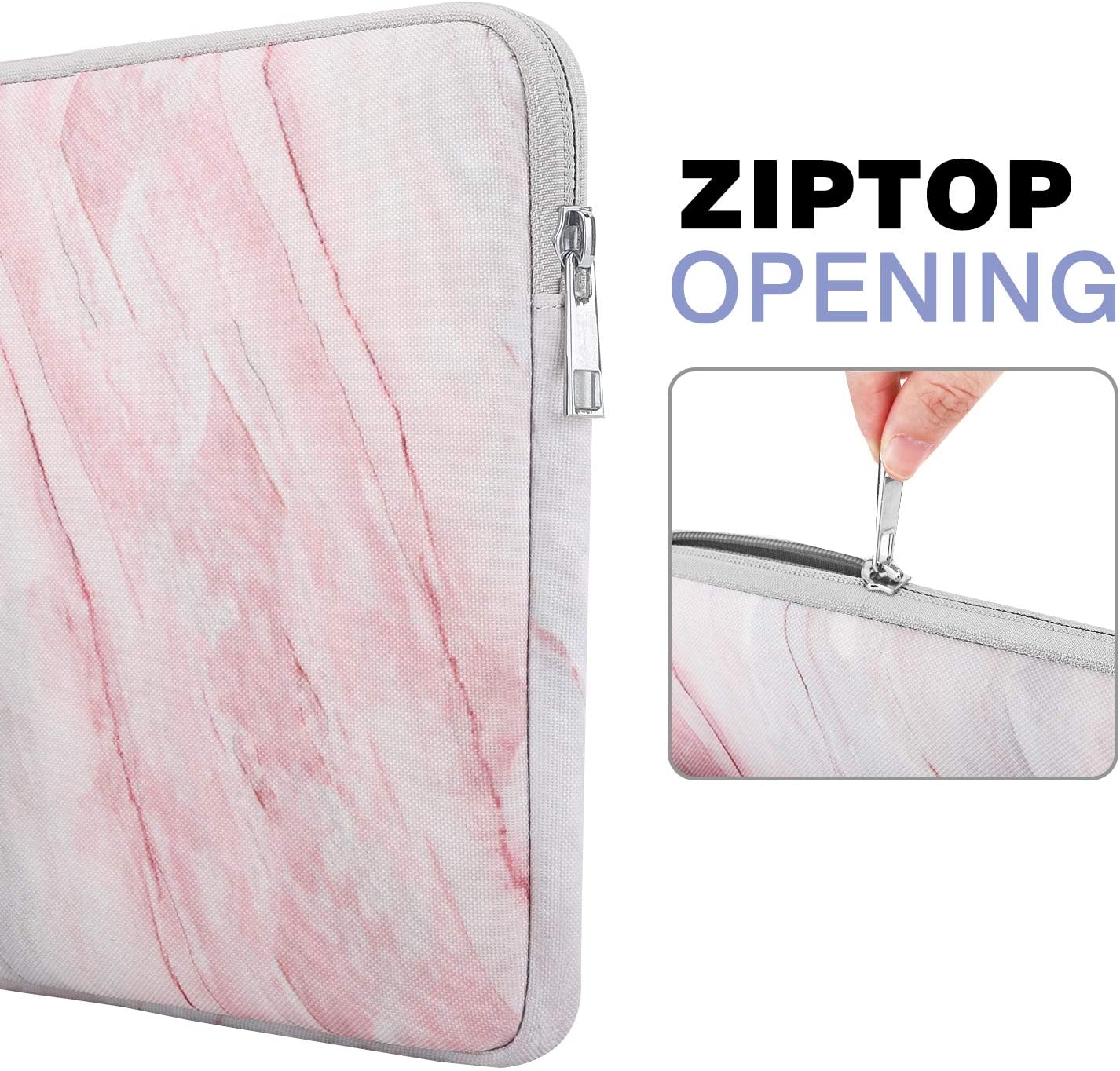 MoKo 11 Inch Tablet Sleeve Bag Carrying Case Fits iPad air 5 10.9 inch 2022, iPad Pro 11 2021-2018, iPad 9/8/7th Gen 10.2, iPad Air 4 10.9/Air 3 10.5, Tab S8 11"/Tab A 10.1, Tab S6, Pink Gray Marble
