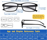 MoKo 6-Pack Reading Glasses Blue Light Blocking, Plastic Full Frame Spring Hinge Readers Lightweight Eyeglasses for Men Women (Black, +2.0)