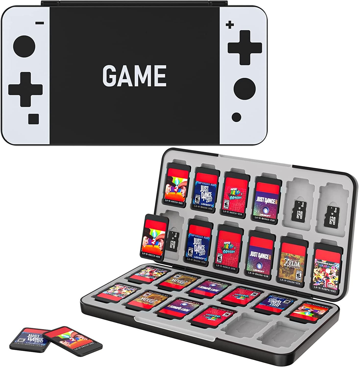 MoKo 24 Game Card Case Compatible with Nintendo Switch OLED 2021/Switch/Switch Lite, Switch Games Holder case for Switch Game Card & SD Card, Slim & Portable Game Card Storage Box, Mario Red